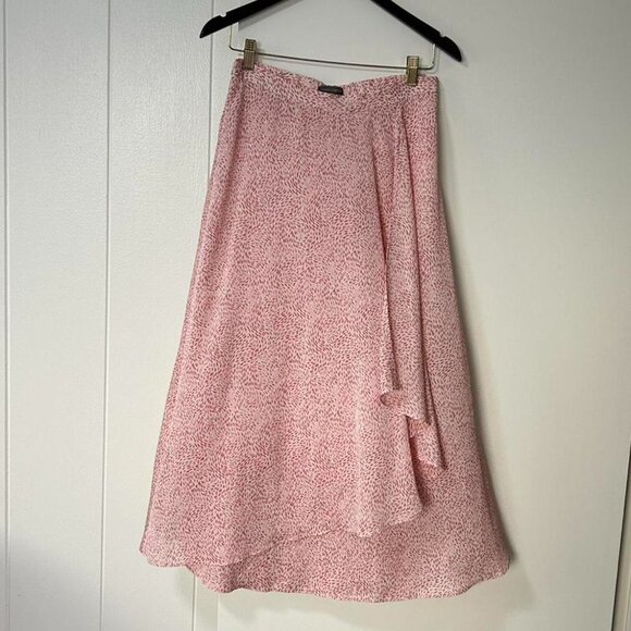 Vince Camuto Dresses & Skirts - Vince Camuto abstract baby pink floral patterned midi skirt asymmetrical hem